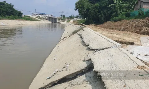 "Siêu dự án" chống ngập lụt ở Vĩnh Phúc mới vận hành thử nghiệm đã sạt lở, nứt gãy