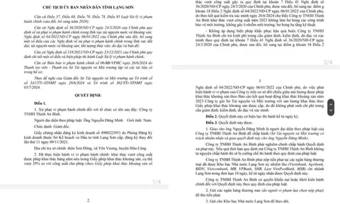 Lạng Sơn: Xử phạt 2 doanh nghiệp khai thác đá vượt công suất