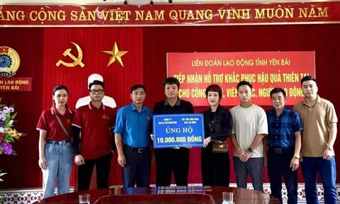 Hỗ trợ 2 đoàn viên mất nhà và 3 trẻ mồ côi vì mưa lũ ở Yên Bái