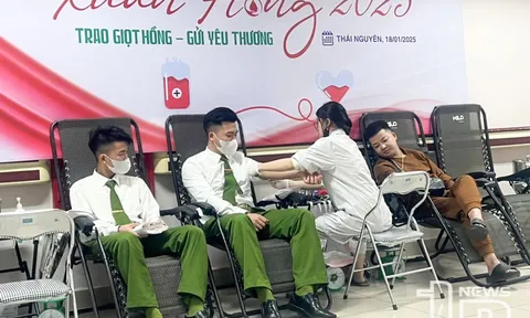 Cán bộ, chiến sĩ Công an tỉnh Thái Nguyên kịp thời hiến máu cứu người