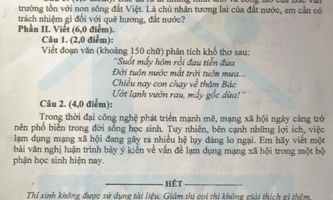 Đề thi lớp 10 môn ngữ văn tỉnh Lai Châu lấy ngữ liệu SGK lớp 12 cũ