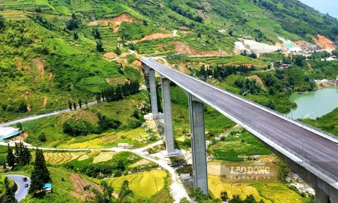 Cầu cạn 450 tỉ đồng có trụ cao nhất Việt Nam trước ngày thông xe