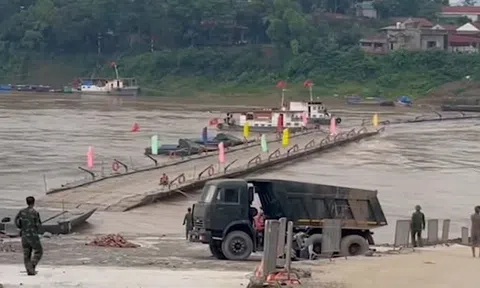 Phú Thọ: Không có chuyện đứt cáp, trôi cầu phao Phong Châu